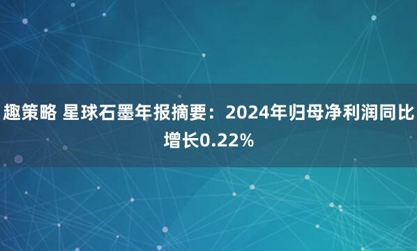 趣策略 星球石墨年报摘要：2024年归母净利润同比增长0.22%