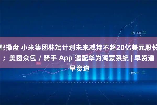 配操盘 小米集团林斌计划未来减持不超20亿美元股份；美团众包 / 骑手 App 适配华为鸿蒙系统 | 早资道
