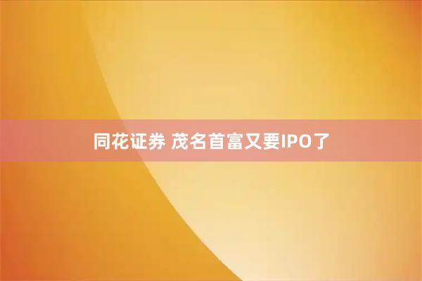 同花证券 茂名首富又要IPO了